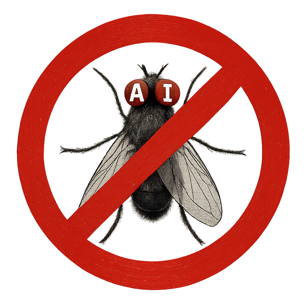 BuzzOff A.I Logo - A.I fly with no-symbol